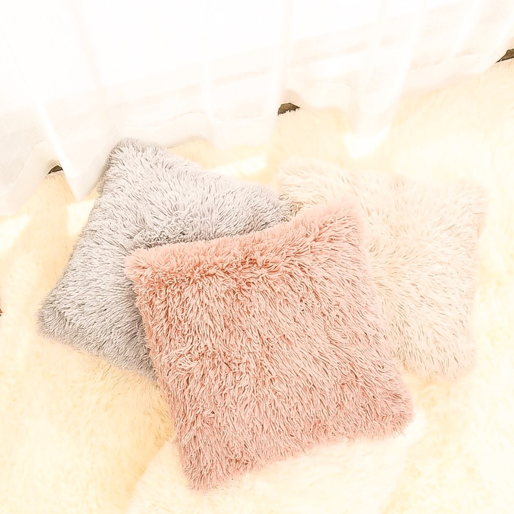 Fuzzy Rose Pink Pillow Cover - Picture 3 of 5